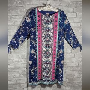 Chico's Medallion Print Tie Sleeve Dress